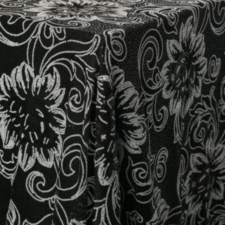 Black White Flower Sequin Overlay - House of Hough