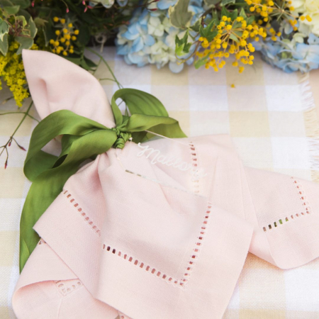 Pink Hemstitch Napkin - House of Hough