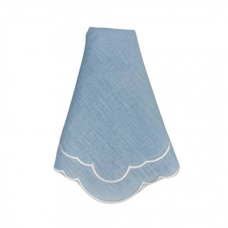 Powder Blue Scalloped Napkin - House of Hough