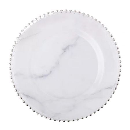 Silver Beaded Glass Charger - House of Hough