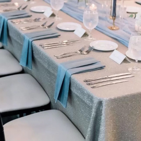 Silver Bubblie x French Blue Shantung Napkins - House of Hough